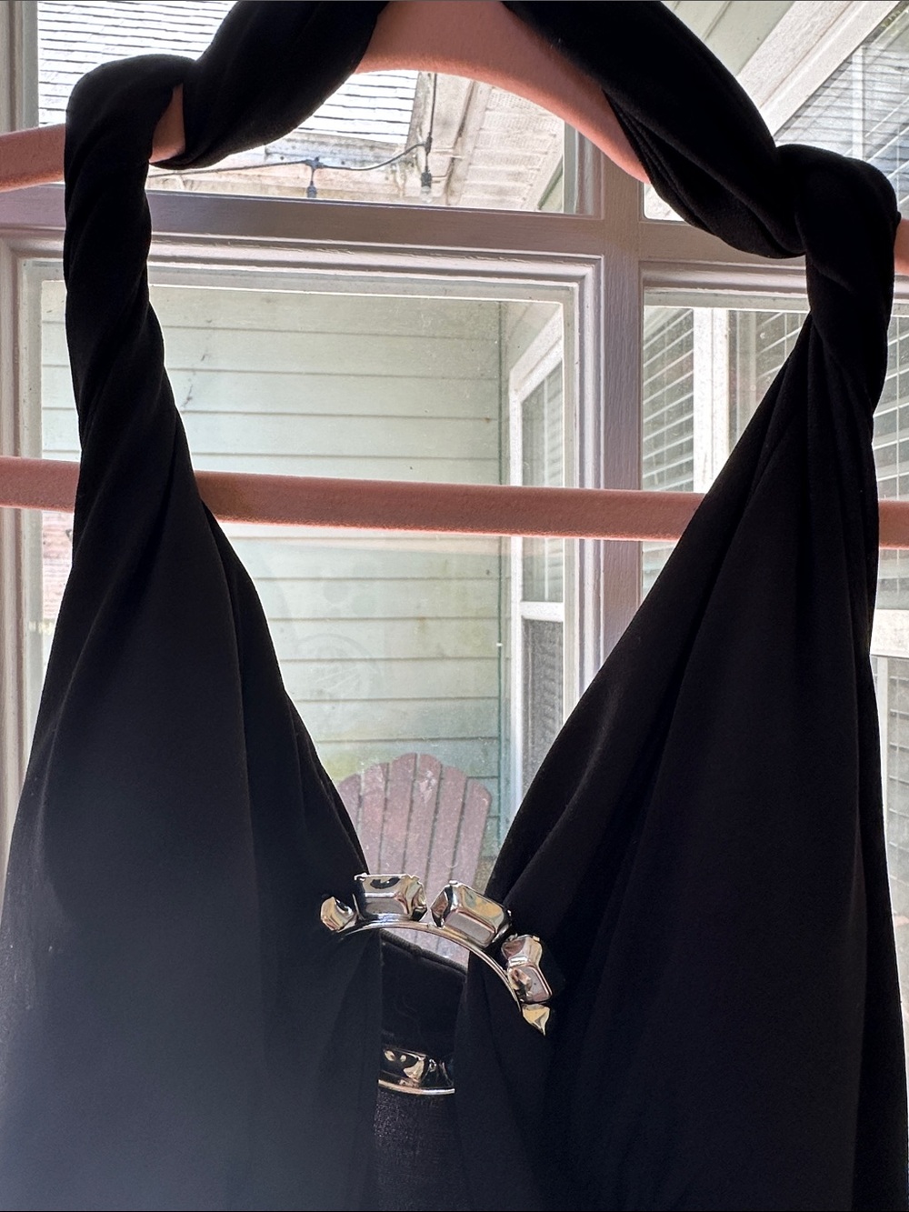 My Michelle Black Dress with Branded Strap